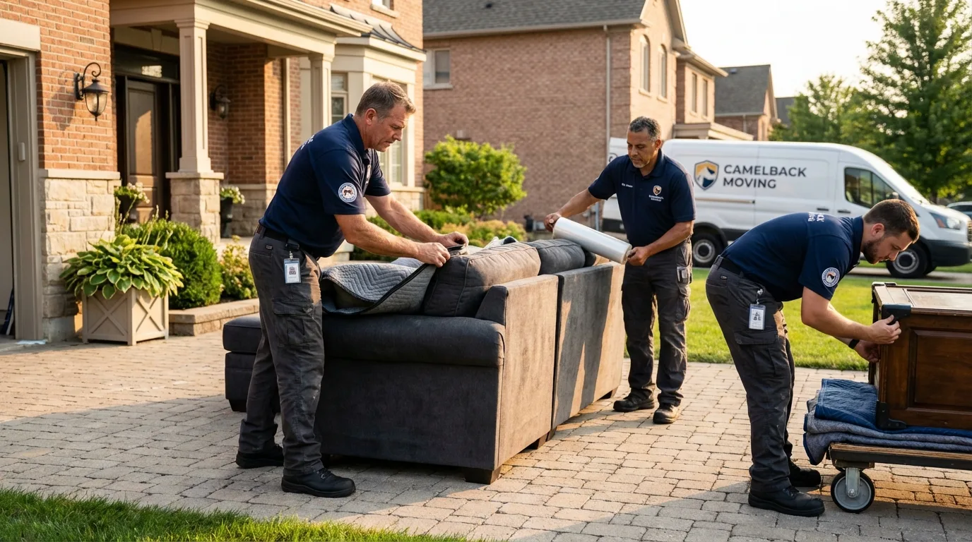 Large estate moving crew wrapping furniture in Strasburg, CO