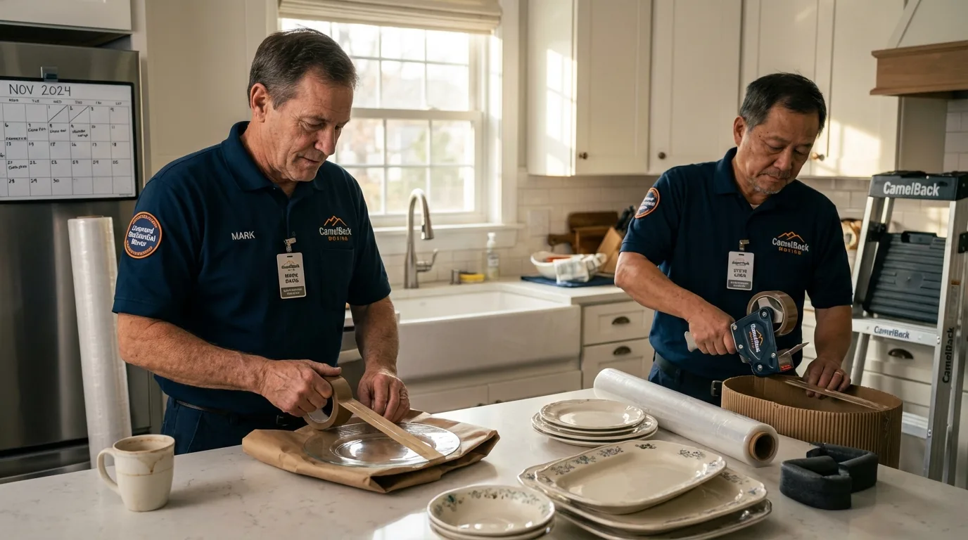 Professional crew packing kitchen dishware in Strasburg, CO
